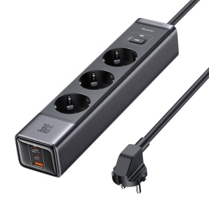 Prelungitor Electric Multiplu 6in1 GAN McDodo CD286 3x AC 2x USB-C 1x USB-A 30W, Cablu 2m (Negru)