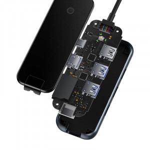 Adaptor Hub Baseus 8in1 USB-C si HDMI + 2xUSB + PD + SD/TF + RJ45 (gri inchis) WKJZ010613 - Img 4