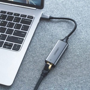 Adaptor Ethernet Retea USB-C la RJ45 UGREEN CM199 Gigabit 10cm (gri) 50737