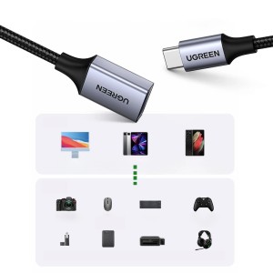 Adaptor USB-C la USB 3.0 OTG UGREEN US378, 15cm (gri) 70889
