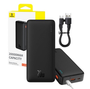 Baterie Externa Powerbank Baseus AirPow 20000mAh 20W USB, USB-C si Micro USB (Negru)