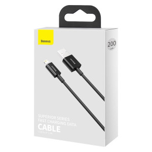 Cablu de date Baseus Superior Series USB la Lightning 2.4A 2m (negru) CALYS-C01 - Img 10