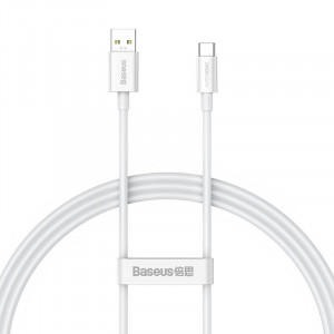 Cablu de date rapid Baseus Superior Series USB la USB-C, 65 W, PD, 1 m (alb) CAYS000902 - Img 1