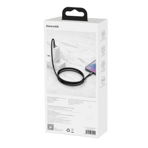 Cablu Incarcare Rapida Baseus Tungsten Gold USB-C la Lightning PD 20W 2m (negru) CATLWJ-A01