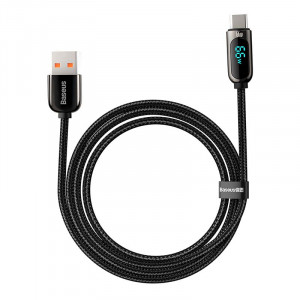 Cablu de date rapid cu afisaj Baseus USB la USB-C, 66W, 1 m (negru) CASX020001 - Img 6
