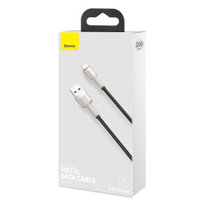 Cablu de date USB la Lightning Baseus Cafule, 2.4A, 2m (negru) CALJK-B01 - Img 6