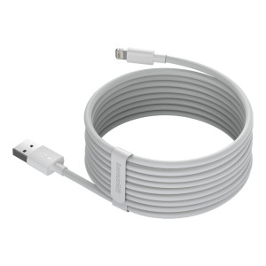 Cablu de date USB la Lightning BASEUS Simple Wisdom 2.4A 1.5m set 2buc (Alb) TZCALZJ-02 - Img 3