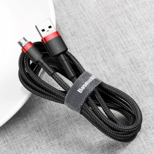 Cablu Incarcare Rapid USB la Micro USB Baseus Cafule 2A 3m (Negru/Rosu) CAMKLF-H91