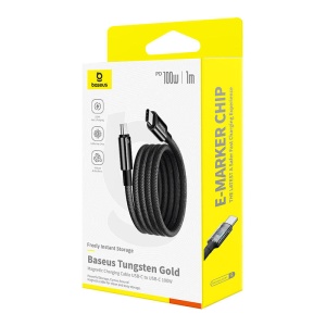 Cablu Incarcare Rapid Magnetic Baseus USB Tungsten Gold USB-C la USB-C 100W 1m (Negru) P10319805111-00