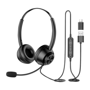 Casti cu Fir si Microfon USB/USB-C New Bee H368 (Negru)
