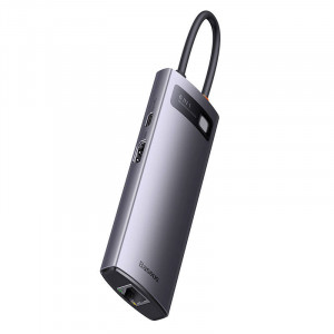 Hub 6in1 Baseus StarJoy Series, USB-C la 3x USB 3.0 + HDMI + USB-C PD + RJ45 (gri) WKWG080013 - Img 3
