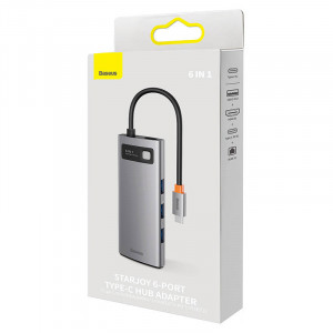 Hub 6in1 Baseus StarJoy Series, USB-C la 3x USB 3.0 + HDMI + USB-C PD + RJ45 (gri) WKWG080013 - Img 8