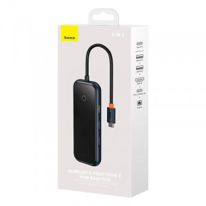 Hub 6in1 seria Baseus AcmeJoy USB-C la 2xUSB 3.0 + USB 2.0 + USB-C PD + HDMI + RJ45 (gri inchis) WKJZ010313 - Img 9