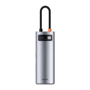 Hub 7in1 Baseus Gleam USB-C la 1x HDMI 4K 60Hz + 3x USB3.0 + 1x PD + 1x SD/TF (Gri) B00030708811-00