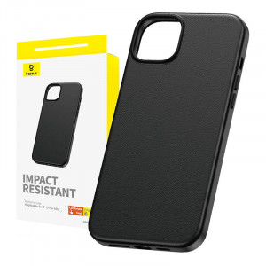 Husa pentru telefon pentru iPhone 15 Pro Max Baseus Fauxther Series (negru) P60157304113-03 - Img 1