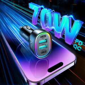 Incarcator Auto Rapid Joyroom JR-CL29 2x USB + 2x USB-C 70W (Negru)