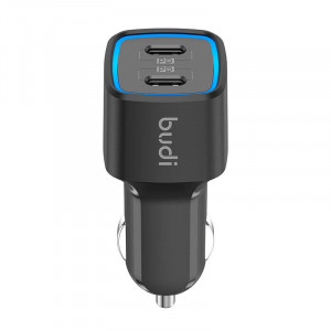 Incarcator Auto Rapid Budi 065R 2x USB-C PD 60W (negru) - Img 1