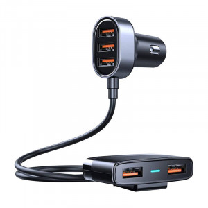 Incarcator Auto Rapid Joyroom JR-CL03 5-Port USB 6.2A, Cablu Extensie 1.5m (Negru)