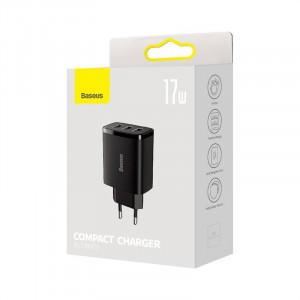 Incarcator Telefon Rapid Compact Baseus, 3x USB, 17W (Negru) CCXJ020101