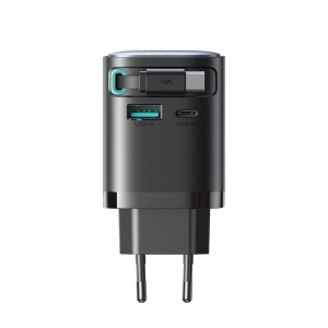 Incarcator Telefon Rapid GAN Joyroom JR-TCL02 65W USB-A USB-C, Cablu USB-C Incorporat - negru (Negru)