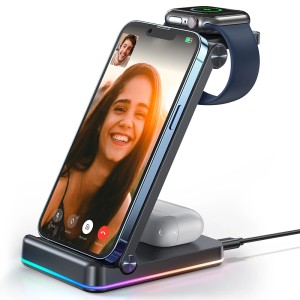 Incarcator Wireless Pliabil 3 in 1 Joyroom JR-WQN01 15W (negru)