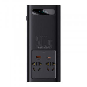 Invertor Electric Auto de Putere Multifunctional BASEUS IGBT 2 X AC, USB-C, USB-A, 500W