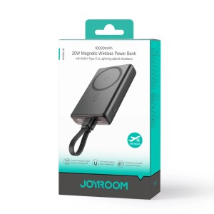 Mini Baterie Externa PowerBank Wireless Magnetic MagSafe 20W 10000mAh Joyroom JR-PBM01 Cu Suport + Cablu Lightning - USB-C