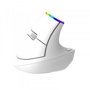 Mouse Wireless Vertical Delux M618C 2.4G 1600DPI RGB (Alb)