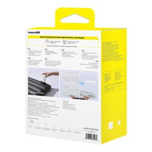 Pompa Aer Portabila Wireless Baseus PocketGo 240 l/min 4000Pa, Lanterna LED, Functie Dezumflare (Alba)