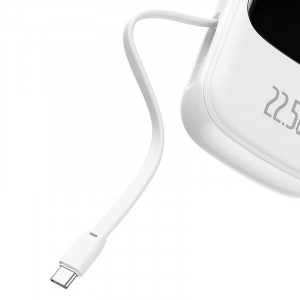 Powerbank cu cablu USB-C Baseus Qpow USB-C, USB, 20000 mAh, 22.5 W (alb) PPQD-I02 - Img 3