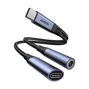 Adaptor Audio 2in1 DAC Joyroom SY-C02 USB-C la USB-C / Mini Mufa 3.5 mm (negru)
