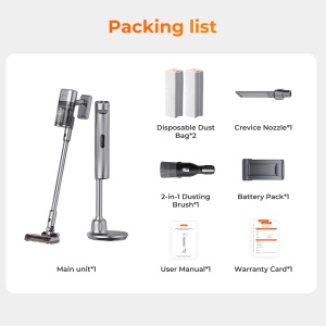 Aspirator Vertical Wireless cu Statie UWANT V100, Putere Aspirare 200AW 50kPa Max 0.45L (Gri)