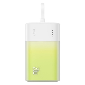 Baterie Externa Powerbank Baseus Popsicle 5200mAh 20W Cablu Lightning Incorporat + Cablu Alb Baseus Simple USB-C - USB-C 60W/20V/3A/30cm (Alb/Verde))