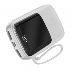 Baterie externa PowerBank BASEUS Q 3A afisaj digital 10000mAh, IP, USB, USB-C, 15W cu cablu tip C (alb) PPQD-A02 - Img 3