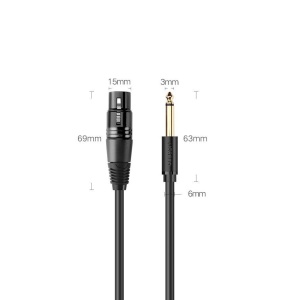 Cablu Audio Microfon Profesional UGREEN AV131 XLR la mufa 6.35 mm AUX (Negru) 20719