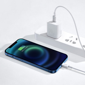 Cablu de date Baseus Superior Series USB-C la Lightning, 20W, PD, 0.25m (alb) CATLYS-02 - Img 7