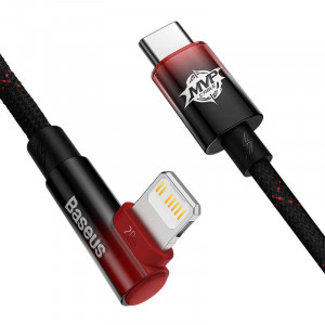 Cablu de date Baseus USB-C la Lightning MVP 20W 1m (negru-rosu) CAVP000220 - Img 2
