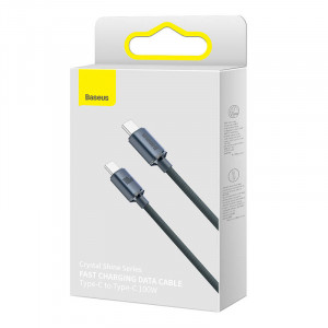 Cablu Incarcare rapida BASEUS Crystal Shine USB-C la USB-C 100W 480Mbps 2m (negru) CAJY000701