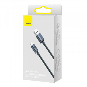Cablu de date rapid Baseus Crystal Shine USB la USB-C, 100W, 2 m (negru) CAJY000501 - Img 5