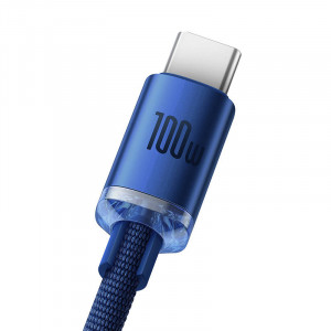 Cablu Incarcare Rapid Baseus Crystal Shine USB la USB-C, 100W, 2m (Albastru) CAJY000503