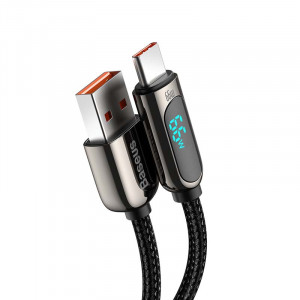 Cablu de date rapid cu afisaj Baseus USB la USB-C, 66W, 1 m (negru) CASX020001 - Img 2
