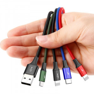 Cablu Incarcare Rapid USB BASEUS 4in1 USB-C / 2x Lightning / Micro 3.5A 1.2m - Negru CA1T4-A01