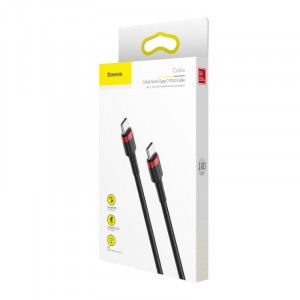Cablu de date rapid USB-C PD Baseus Cafule PD 2.0 QC 3.0 60W 1m (negru/rosu) - Img 8