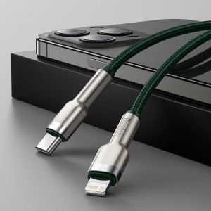 Cablu Incarcare Rapid USB-C la Lightning Baseus Cafule 20W 2m (Verde) CATLJK-B06