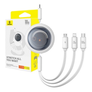 Cablu Incarcare Rapid 3 in 1 Baseus Free2Draw USB-C la USB-C/Lightning/Micro 100W, 1.1m