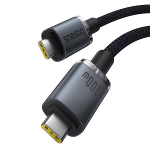 Cablu Incarcare Rapid Baseus Crystal Shine USB-C la USB-C 100W, 1.5m, 20Gb (Negru)
