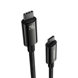Cablu Incarcare Rapida USB-C la USB-C Baseus Tungsten Gold 240W (negru)