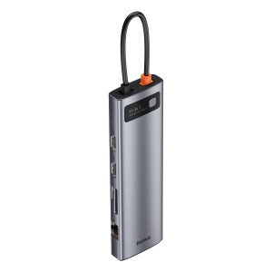 Hub 11 in 1 Baseus Metal Gleam Series, USB-C la 3x USB 3.0 + 2x HDMI + USB-C PD + Ethernet RJ45 + microSD/SD + VGA + AUX CAHUB-CT0G - Img 2