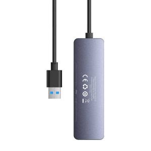 Hub 4 in 1 Baseus UltraJoy Lite 100 cm USB-A la 4x USB 3.0 + USB-C 5V (gri)