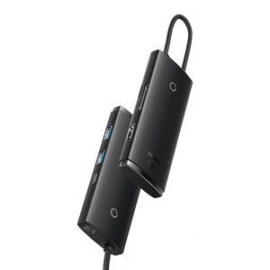 Hub Multifunctional 6in1 Baseus OS Lite USB-C la HDMI+USB3.0x2+PD+SD/TF (Negru) WKQX080301